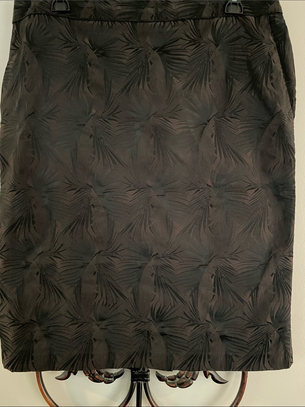 MaxMara Black Textured Floral-Pattern Pencil Skirt